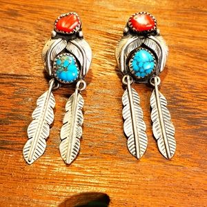 Sterling silver Native American turquoise earrings